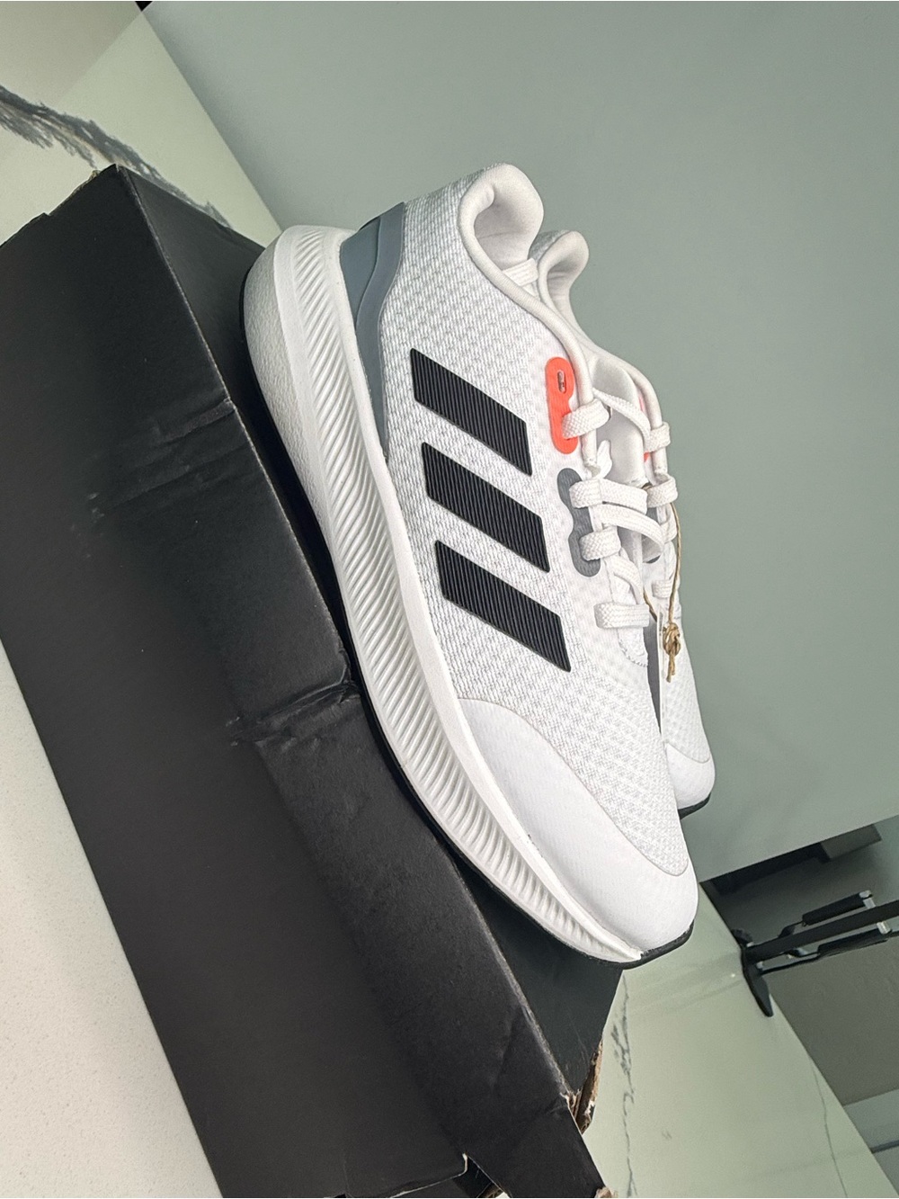 adidas Kids White Black Sneakers with Coral Accents - Picture 3 of 4